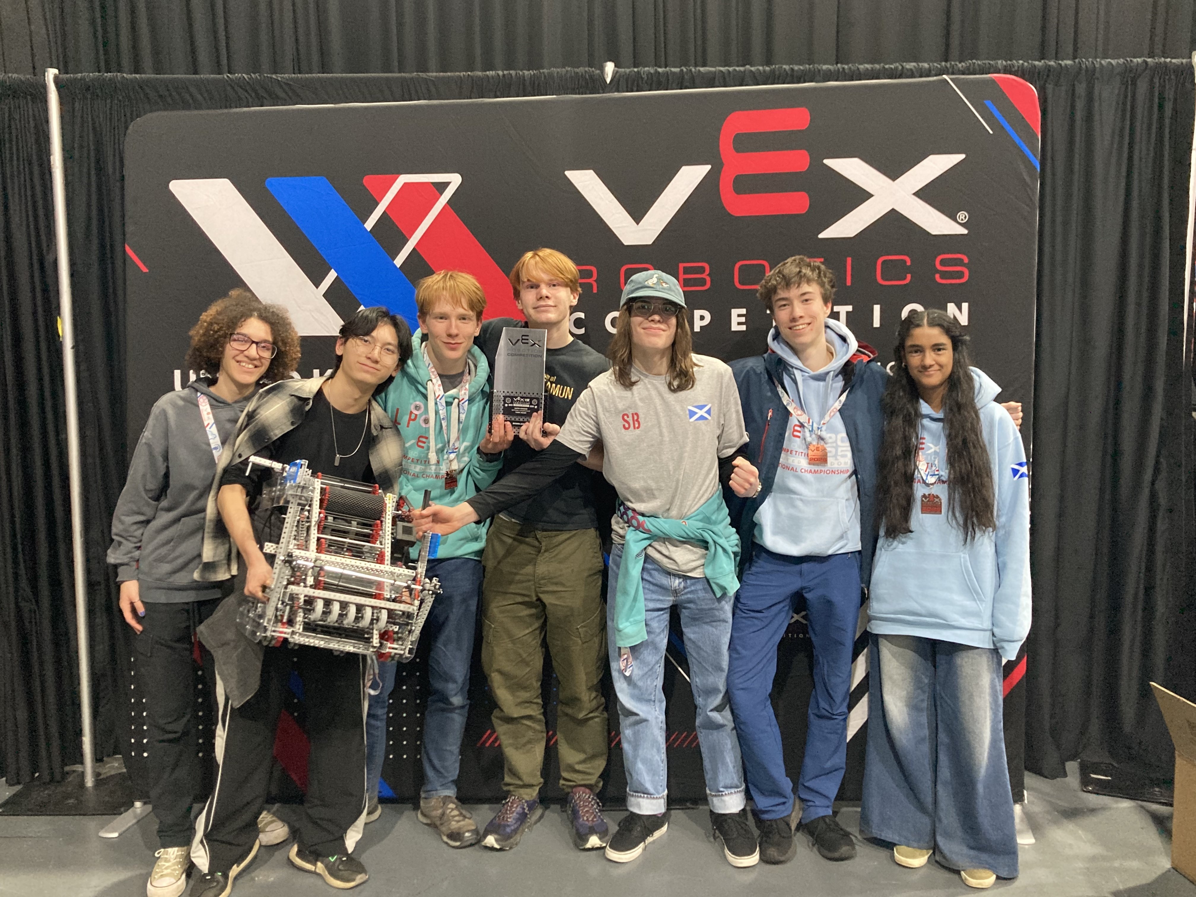 Thistle Robotics robot in action during the UK VEX Robotics finals