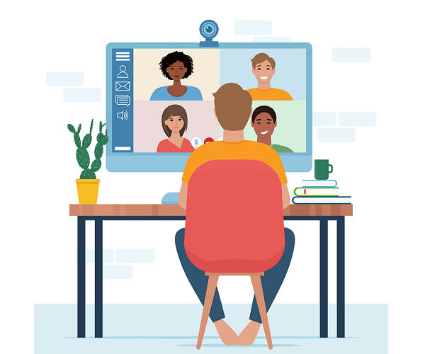 remote worker connecting with colleagues on Microsoft Teams