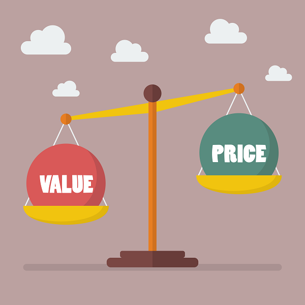 scales holding value and price